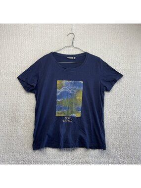 Fransa X Rebekka Nielsen Denmark Graphic Tee Blue Artsy Wom Sz Large Design